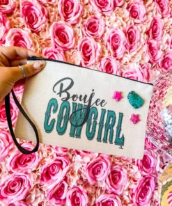 4B Custom Designs LLC Boujee Cowgirl With Stone Makeup Bag