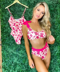 Sylon Fashion Co, Ltd Bikini Bottom High Waisted Hot Pink Cowgirl Boots