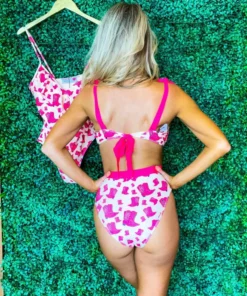 Sylon Fashion Co, Ltd Bikini Bottom High Waisted Hot Pink Cowgirl Boots