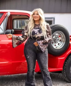 D & J Industries Co., LTD. Keep On Rollin Sequin Bodysuit - Black And Rose Gold Clothing