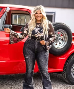 D & J Industries Co., LTD. Keep On Rollin Sequin Bodysuit - Black And Rose Gold Clothing