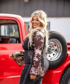 D & J Industries Co., LTD. Keep On Rollin Sequin Bodysuit - Black And Rose Gold Clothing