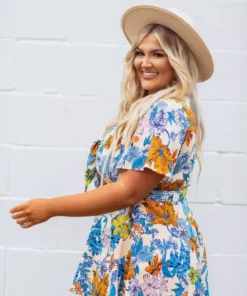 D & J Industries Co., LTD. Tropical Escape Romper - Blue Floral New Arrivals