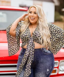 D & J Industies Co., LTD. Clothing Bring The Sass Crop Top - Black Leopard