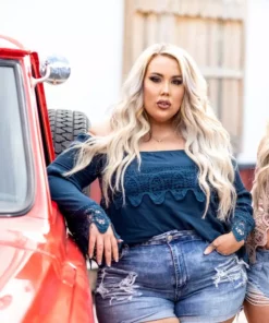 D & J Industries Lace Talk About It Top - Evergreen