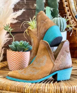 Alig Tannery Liz Embroidered Dream Leather Bootie In Brown Footwear