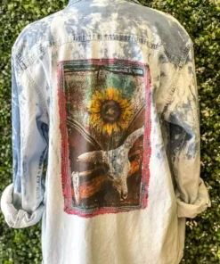 Raisin Arrows Skull And Sunflower Denim Shirt
