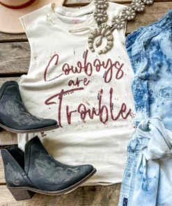 Raisin Arrows Cowboys Are Trouble Raw Hem Tee New Arrivals