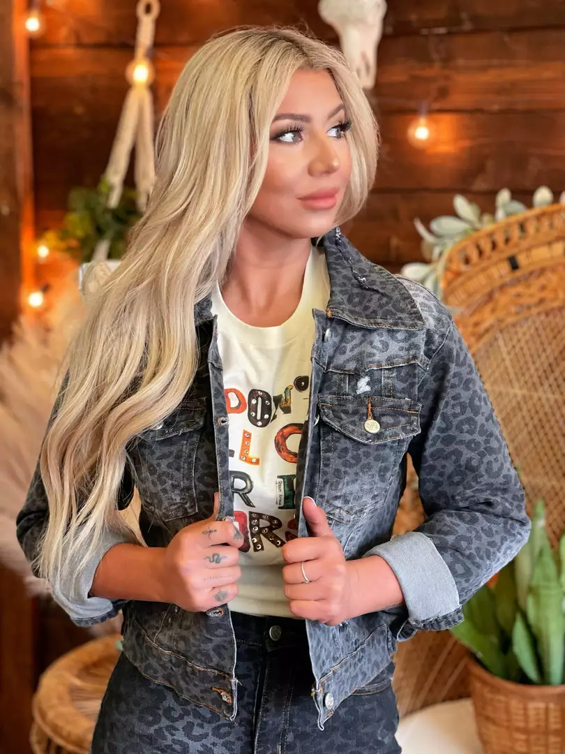 Dongguan Haohoo Clothing CO., Ltd The Jean Jacket - Leopard Vintage Black