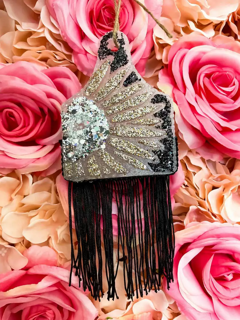 Southern Custom Designs Accessories Sparkly Cow Tag Freshie