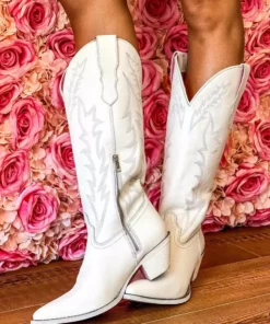 Prachi Leather PREORDER Loretta Boot - White Pre-Orders