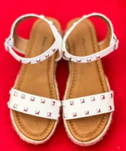 Olem Shoe Corporation New Arrivals Stoned In White Platform Sandals