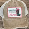 Southern Grace Down Home Country Roots Patch Distressed Tan Hat