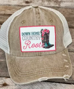 Southern Grace Down Home Country Roots Patch Distressed Tan Hat