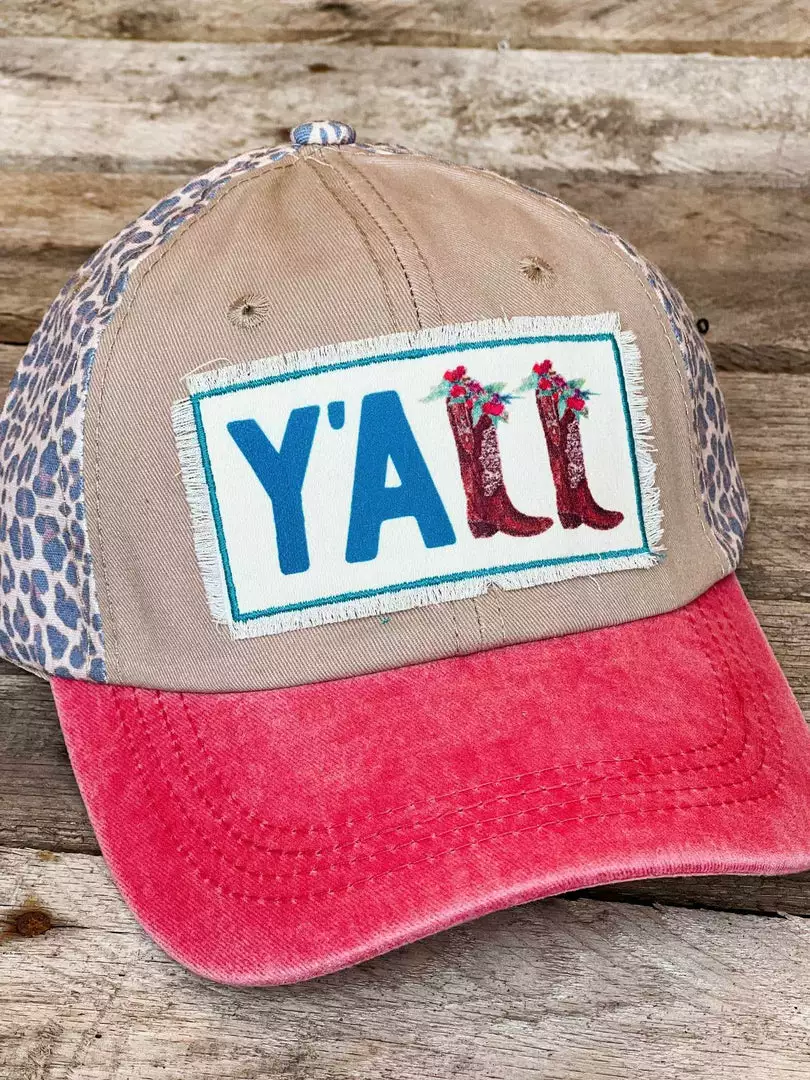 Southern Grace Y'all Boots Leopard And Red Hat