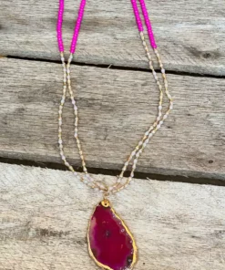 Southern Grace Color Crush Natural Stone Pendant Beaded Necklace New Arrivals