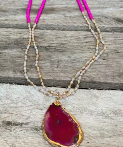 Southern Grace Color Crush Natural Stone Pendant Beaded Necklace New Arrivals