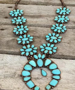 Southern Grace New Arrivals Forever And Ever Turquoise Flower Squash Blossom Necklace