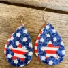Southern Grace Stars Stripes & Lots Of Sparkles Tear Drop Earrings