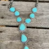 Southern Grace Turquoise Stone Silver Beaded Necklace
