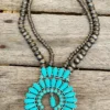 Southern Grace Turquoise Squash Blossom Silver Beaded Necklace New Arrivals
