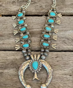 Southern Grace Yarn The Hours Away Silver Squash Blossom Necklace