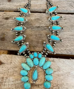 Southern Grace Calamity Jane Turquoise Squash Blossom Necklace