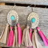 Southern Grace New Arrivals Cowgirl Turquoise Concho With Pink And Tan Tassels