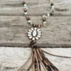 Southern Grace Cowgirl Copper Cream Leopard Squash Blossom Bead Navajo Necklace New Arrivals