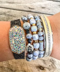 Southern Grace A Little Country Grey Leopard Mixed Beads Bracelet Set New Arrivals