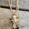 Southern Grace You Can't Cross Me Double Beaded Leopard Gold Cross Pendant New Arrivals