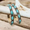 Southern Grace Darlin Please Turquoise Rock Silver Hoop Earrings