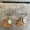 Southern Grace New Arrivals In The Loop Hoop Earrings With Mini Tassels - Brown