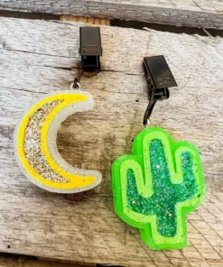 Southern Custom Designs Moon And Cactus Freshie Vent Clips