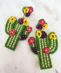 Treasure Jewels, Inc. Prickle Me Cactus Flower Beaded Earrings