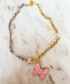Treasure Jewels, Inc. Precious Two Toned Pink Butterfly Necklace New Arrivals