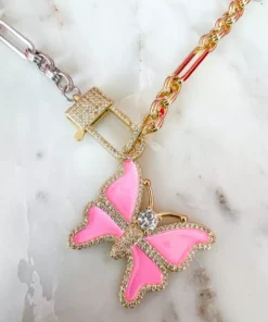 Treasure Jewels, Inc. Precious Two Toned Pink Butterfly Necklace New Arrivals