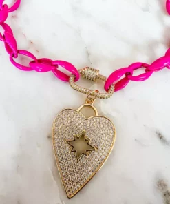 Treasure Jewels, Inc. Blinging Heart Pink Necklace