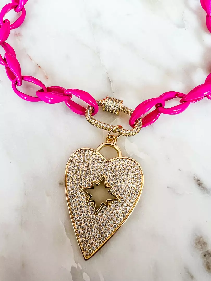 Treasure Jewels, Inc. Blinging Heart Pink Necklace