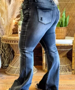 Special A Summer Fever Collection Mid Rise Boot Cut Distressed Jeans - Vintage Black