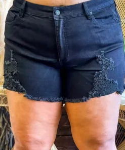 Special A High Rise Distressed Jean Shorts In Black Summer Fever Collection