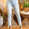 Special A Summer Fever Collection Mid Rise Relaxed Skinny Distressed Jeans In Light Blue
