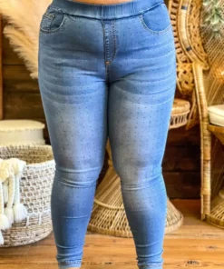 Vocal Denim Legging With All Over Bling New Arrivals