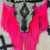 Southern Custom Designs New Arrivals Sassy Silver Steer Neon Fringe Freshie