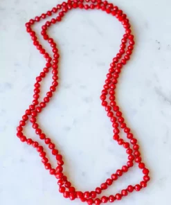Your Fashion Wholesale Crystal Beaded Necklace - Bright Red Accessories