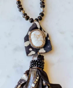Your Fashion Wholesale Cow Hide Tassel Necklace - Black Accessories