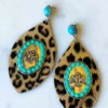 Your Fashion Wholesale Summer Fever Collection Turquoise And Leopard Pendent Earrings