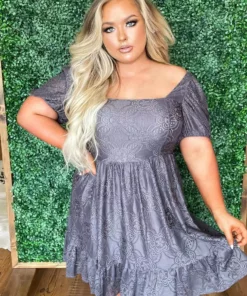 D & J Industies Co., LTD. Pre-Orders PREORDER Girl Next Door Lace Dress - Gray