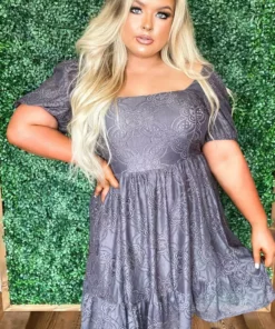 D & J Industies Co., LTD. Pre-Orders PREORDER Girl Next Door Lace Dress - Gray