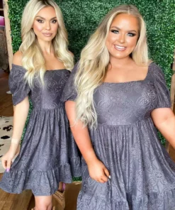 D & J Industies Co., LTD. Pre-Orders PREORDER Girl Next Door Lace Dress - Gray